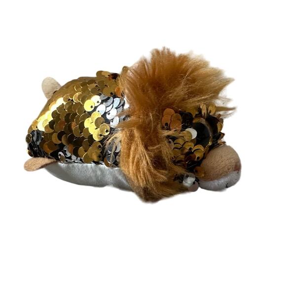 Ty Regal Flippables Sequin Teeny Beanie Boo Gold Lion - Picture 1 of 11
